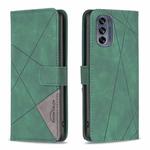 For Motorola Moto G62 Magnetic Buckle Rhombus Texture Leather Phone Case(Green)