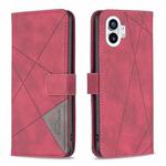 For Nothing Phone 1 Magnetic Buckle Rhombus Texture Leather Phone Case(Red)