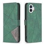 For Nothing Phone 1 Magnetic Buckle Rhombus Texture Leather Phone Case(Green)