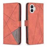 For Nothing Phone 1 Magnetic Buckle Rhombus Texture Leather Phone Case(Brown)