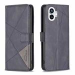 For Nothing Phone 1 Magnetic Buckle Rhombus Texture Leather Phone Case(Black)
