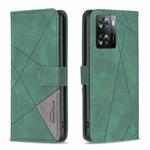 For OPPO A57 4G Magnetic Buckle Rhombus Texture Leather Phone Case(Green)