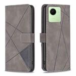 For Realme C30 Magnetic Buckle Rhombus Texture Leather Phone Case(Grey)