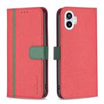 For Nothing Phone 1 BF13 Color Matching Cross Texture Leather Phone Case(Red)