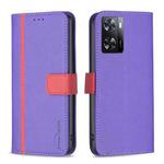 For OPPO A57 4G BF13 Color Matching Cross Texture Leather Phone Case(Purple)
