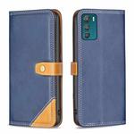 For Motorola Moto G42 4G Color Matching Double Sewing Thread Leather Phone Case(Blue)