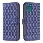 For Motorola Moto G42 4G Diamond Lattice Wallet Leather Flip Phone Case(Blue)