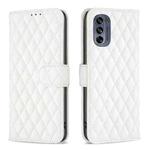 For Motorola Moto G62 Diamond Lattice Wallet Leather Flip Phone Case(White)