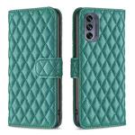 For Motorola Moto G62 Diamond Lattice Wallet Leather Flip Phone Case(Green)