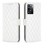 For OPPO A57 4G Diamond Lattice Wallet Leather Flip Phone Case(White)