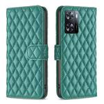 For OPPO A57 4G Diamond Lattice Wallet Leather Flip Phone Case(Green)