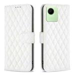 For Realme C30 Diamond Lattice Wallet Leather Flip Phone Case(White)