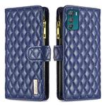 For Motorola Moto G42 4G Diamond Lattice Zipper Wallet Leather Flip Phone Case(Blue)