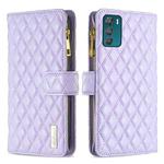 For Motorola Moto G42 4G Diamond Lattice Zipper Wallet Leather Flip Phone Case(Purple)