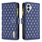 For Nothing Phone 1 Diamond Lattice Zipper Wallet Leather Flip Phone Case(Blue)
