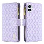 For Nothing Phone 1 Diamond Lattice Zipper Wallet Leather Flip Phone Case(Purple)