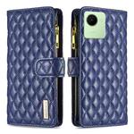 For Realme C30 Diamond Lattice Zipper Wallet Leather Flip Phone Case(Blue)