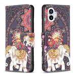For Nothing Phone 1 Colored Drawing Leather Phone Case(Flowers Elephant)