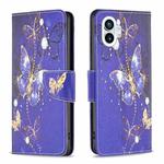 For Nothing Phone 1 Colored Drawing Leather Phone Case(Purple Butterfly)
