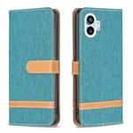 For Nothing Phone 1 Color Matching Denim Texture Leather Phone Case(Green)