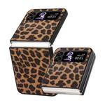 For Samsung Galaxy Z Flip4 Leather Shockproof Protective Phone Case(Brown Leopard Texture)