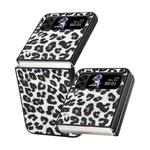 For Samsung Galaxy Z Flip4 Leather Shockproof Protective Phone Case(Black White Leopard Texture)