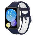 For Huawei Watch Fit 2 Two-Color Breathable Silicone Watch Band(Midnight Blue+White)