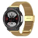 For Huami Amazfit T-Rex 2 Snap-fit Stainless Steel Mesh Watch Band(Gold)