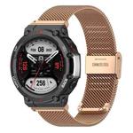 For Huami Amazfit T-Rex 2 Snap-fit Stainless Steel Mesh Watch Band(Rose Gold)