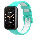 For Xiaomi Mi Band 7 Pro Two-Color Breathable Silicone Watch Band(Cyan White)