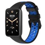 For Xiaomi Mi Band 7 Pro Two-Color Breathable Silicone Watch Band(Black+Blue)