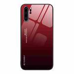 For Huawei P30 Pro Gradient Color Glass Case(Red Black)