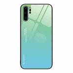 For Huawei P30 Pro Gradient Color Glass Case(Green Cyan)