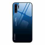 For Huawei P30 Pro Gradient Color Glass Case(Blue Black)