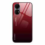 For Huawei P50 Pro Gradient Color Glass Case(Red Black)
