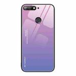 For Huawei Enjoy 8e Gradient Color Glass Case(Pink Purple)