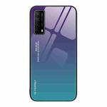 For Huawei Enjoy 20 SE Gradient Color Glass Case(Aurora Blue)