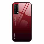 For Huawei Enjoy 20 SE Gradient Color Glass Case(Red Black)