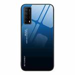 For Huawei Enjoy 20 SE Gradient Color Glass Case(Blue Black)