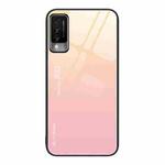 For Huawei Maimang 10 Gradient Color Glass Case(Yellow Pink)