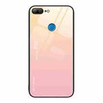 For Honor 9 Lite Gradient Color Glass Phone Case(Yellow Pink)