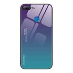 For Honor 9 Lite Gradient Color Glass Phone Case(Aurora Blue)