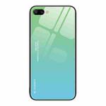 For Honor 10 Gradient Color Glass Phone Case(Green Cyan)