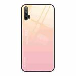 For Honor 20 Pro Gradient Color Glass Phone Case(Yellow Pink)
