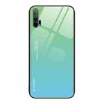 For Honor 20 Pro Gradient Color Glass Phone Case(Green Cyan)