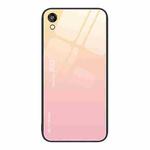 For Honor Play 3e Gradient Color Glass Phone Case(Yellow Pink)