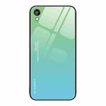 For Honor Play 3e Gradient Color Glass Phone Case(Green Cyan)