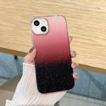 For iPhone 12 Glitter Gradient TPU Phone Case(Black Wine Red)
