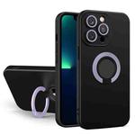 For iPhone 11 Pro Contrast Color TPU Holder Phone Case (Black+Purple)