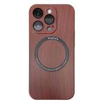 For iPhone 14 Pro Max Skin Feel Wood Texture MagSafe Magnetic Phone Case (Red)